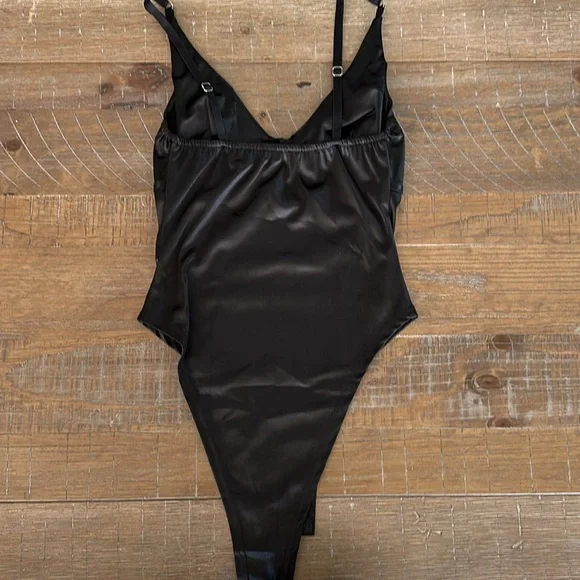 Amazon Black Silk like Black Tank Top Body Suit - Picture 5 of 7